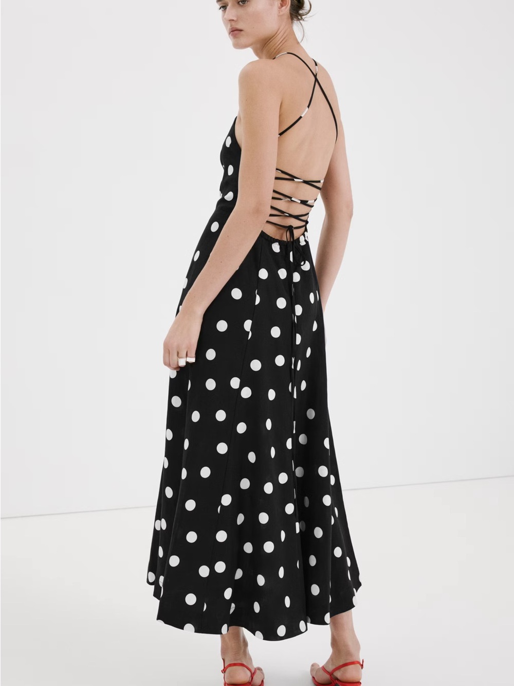 NWT (size M) MANGO LYOCELL POLKA DOT DRESS - Picture 2 of 12